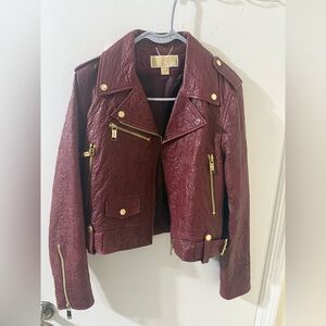 Women's Burgundy Leather Jacket